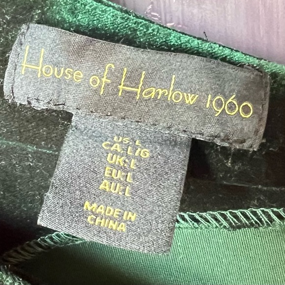 House of Harlow 1960 Green Velvet Ruched One Shoulder Midi Dress - Picture 3 of 4